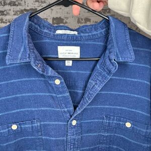 Lucky brand | mens blue striped button down polo